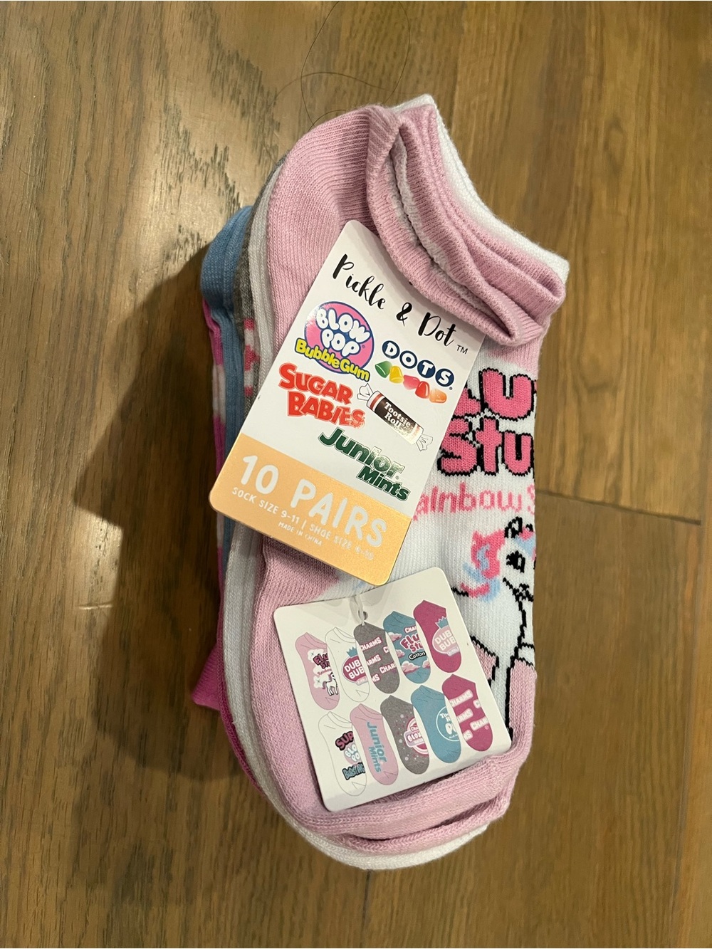 NEW Pickle & Dot Pink/Blue Patterned No-Show Socks: Blow Pop, Sugar Babies, Dots